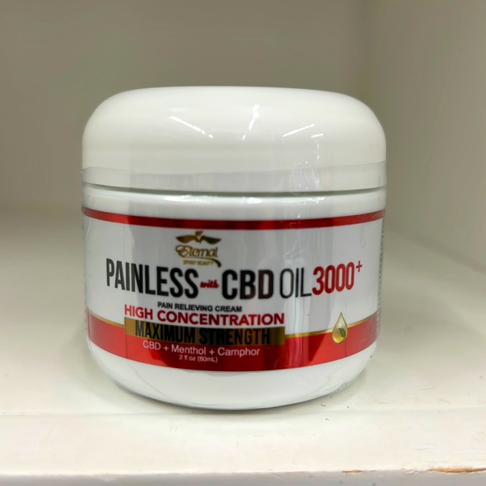 Painless High concentrate  pain relieving cream Oil 3000. Menthol, C-B-D Camphor